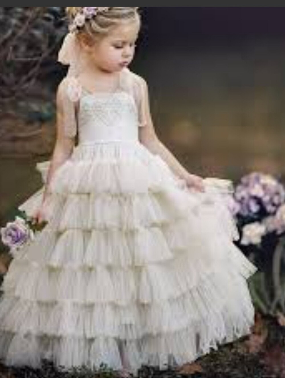 Dollcake Ivory Layered Tulle Ruffle Dress